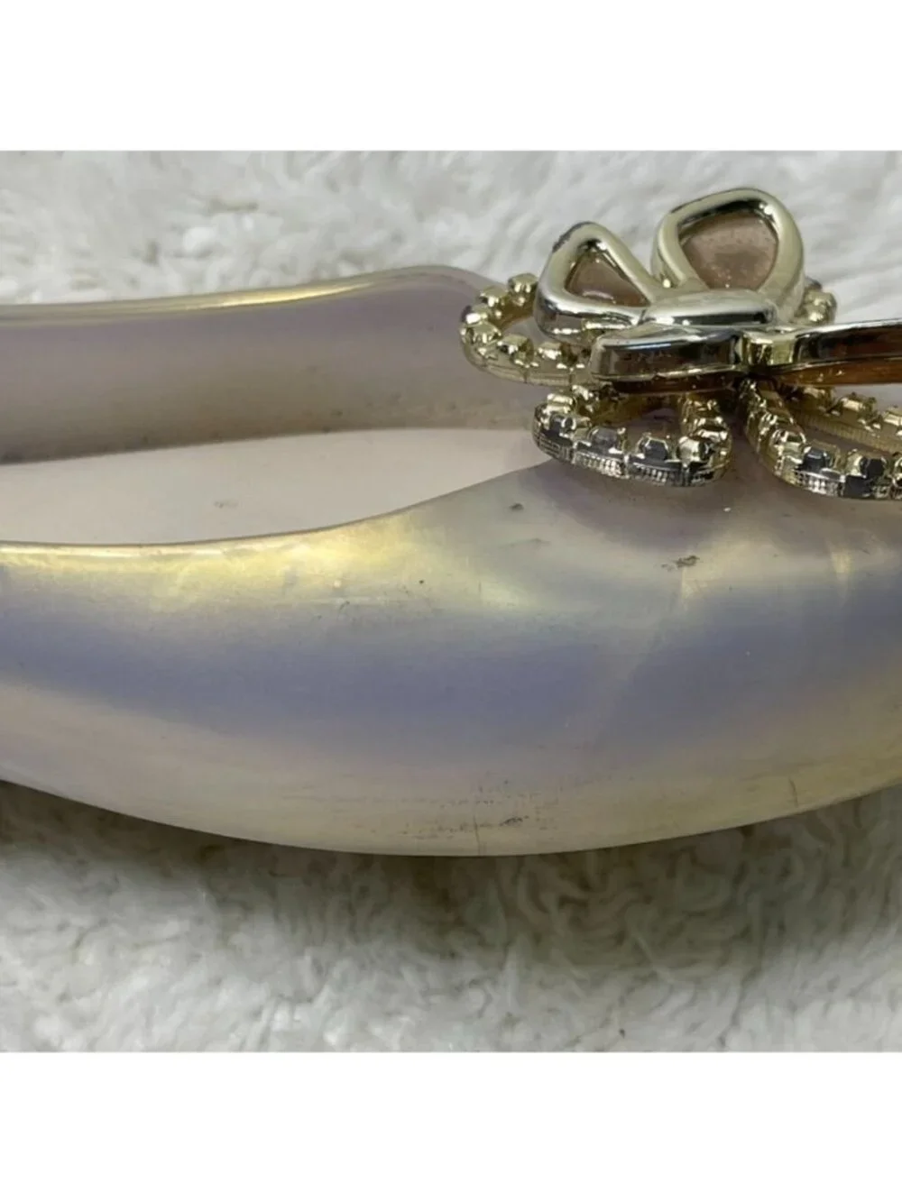 Mini Melissa Sweet Love Fly Butterfly Jelly Flats Pearly Gold Big Kid Size 4 EU